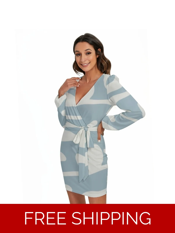 Motiff Long Sleeve Dress with Waist Belt